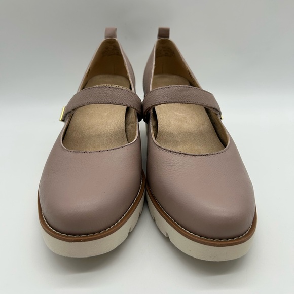 Vionic Alma Leather Mary Jane Wedge Shoes Taupe Wide W12 EU43 New With Box - Picture 6 of 12